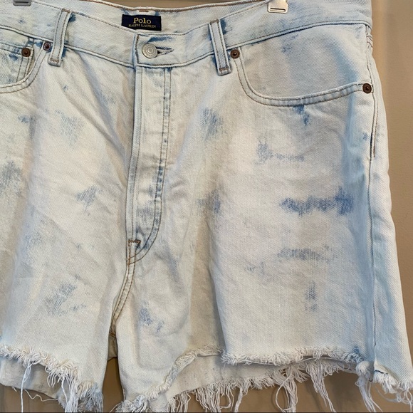 Polo Ralph Lauren Acid wash Sprighton Boyfriend Denim Shorts Size 32 - Picture 2 of 8